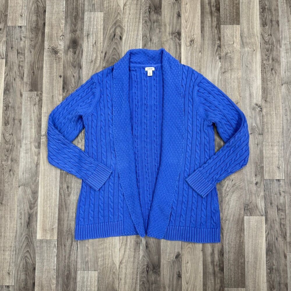 L.L. Bean royal blue chunky cableknit cardigan